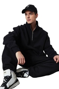 Custom Logo Wholesale Oversized Black Zipper Sweatshirt for Men 100% Cotton High Quality GSM Streetwear - Product Image 2