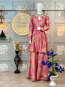 Conjunto de Palazzo con Top de Seda Chinnon Premium |   Impresionante Dupatta con Borde de Encaje para Fiestas, Secado Rápido, Acabado de Exhibición, Elegancia para Cada Ocasión - Product Image 5