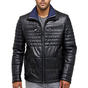 Personnalisable hommes de haute qualité mode porte veste en cuir hiver conception personnalisée PU pour hommes toile tissu col montant - Product Image 4