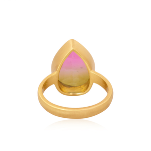 Bio Petro Tourmaline Doublet Quartz Gemstone Ring Wholesaler 24k Yellow Gold Plated Fashion Designer Brass Ring Jewelry - Product Image 2