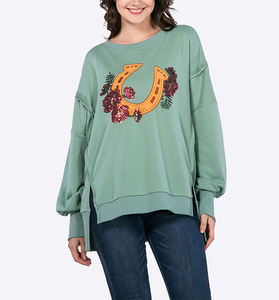 Sudadera Extra Grande para Mujer con Estampado Gráfico y Lentejuelas Bordadas, Sudadera Informal de Manga Larga, Ropa de Calle de Moda, Ropa de Invierno - Product Image 2