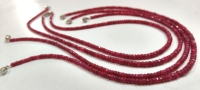 Collier de perles facettées rondes en rubis corindon naturel rouge de 4 mm, de haute qualité, non chauffées, certifiées, avec fermoir magnétique