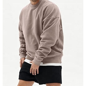 Sweat-shirt à col rond surdimensionné pour homme, couleur unie, tricot en coton, pull décontracté d'hiver, broderie perlée - Product Image 3