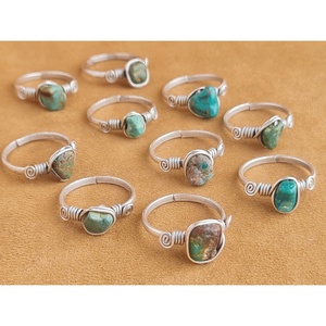 Trendy <b>Boho</b> Style Silver Plated <b>Ring</b> with Natural Turquoise Stone Fashionable Resale Appeal - Product Image 2