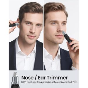 Tondeuse nasale professionnelle étanche IPX7 pour hommes, affichage LED, rechargeable, double lame, tondeuse à poils d'oreille, indolore et portable - Product Image 4