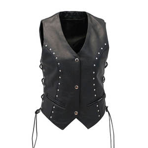 Gilet en cuir de motard pour femmes fabriqué en usine, OEM Service, gilet en cuir de motard pour femmes à bas prix vente chaude - Product Image 1