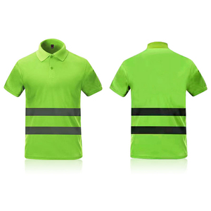 Polo décontracté en coton grande taille pour hommes nouveau design à manches courtes réfléchissant sécurité construction imprimé rayé tricoté - Product Image 3