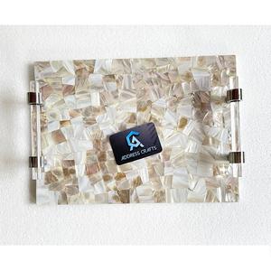 Plateau de service en coquillages naturels à succès en 2026 avec poignée en acrylique, plateau de rangement pour la décoration d'hôtel, plateau en nacre - Product Image 2