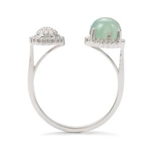 Bague ovale en aquaprase Gem-Jelly en argent sterling rhodié avec zircon blanc 1,52 ct - Product Image 3
