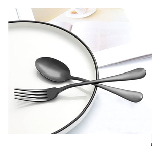 Ensemble de couverts en acier miroir fourchette cuillère couverts Dessert vaisselle cuillère 2 pièces ensemble de cuillères au design professionnel - Product Image 1