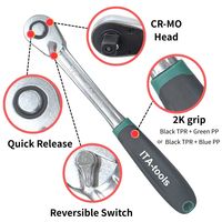 ITA Tools OEM ODM DIY Asa de bolsa recta de liberación rápida de 1/4" 3/8" 1/2" 72T de acero Cr-V con acabado cromado mate