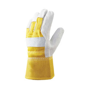 Guantes de trabajo de cuero dividido de piel de vaca Protección de manos resistente al calor y a las chispas Seguridad industrial Guantes de construcción resistentes - Product Image 1