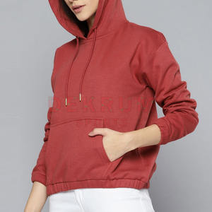 Sudadera Larga de Invierno para Mujer, Color Sólido, Personalizada OEM 2026, MOQ Bajo, Tejido de Punto, Estilo Deportivo, con Logotipo Frontal Impreso, en Venta - Product Image 2