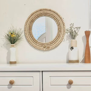 Espejo de Pared de Madera Rústico Moderno, Hecho a Mano con Diseño de Resina, Respaldo de MDF Resistente, Incrustaciones Artesanales para Interiores de Bodas Vintage - Product Image 1