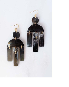 Pendientes de cuerno de búfalo individuales o a granel con joyería de moda de latón para mujer, mezcla étnica y contemporánea de glowin fashion - Product Image 5