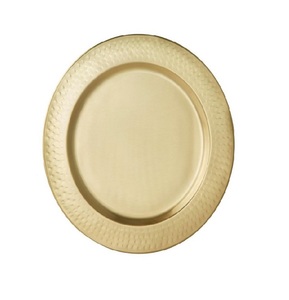 Plaque de chargeur en bois faite à la main élégante classique unique fantaisie personnalisée plaque de chargeur ronde martelée pour la fête - Product Image 6