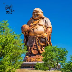 BLVE מקדש חיצוני גדול דקורטיבי בודהיזם סיני דתי מייטריה פיסול פליז ברונזה פסל בודהה צוחק