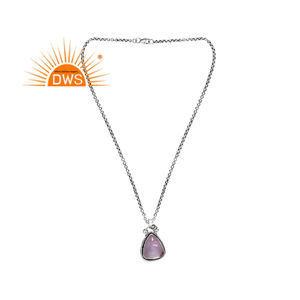 Último diseño de plata esterlina oxidada, collar con colgante de piedras preciosas de amatista Rosa Natural, joyería personalizada para mujer, regalo para ella - Product Image 4