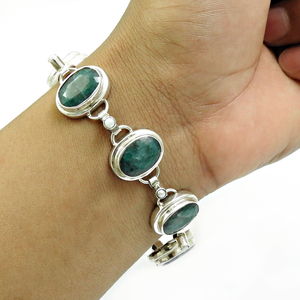 Pulsera de piedras preciosas Esmeralda genuinas de perlas naturales, regalo para ella, proveedores de joyería al por mayor de Plata de Ley 925, fabricante de India - Product Image 2