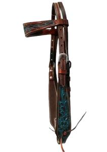 Bride en cuir de vachette usinée à la main de serre de cheval occidental rustique avec conception de fleur exportation d'équitation équestre durable - Product Image 5