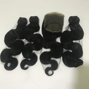 Tissage en lot de cheveux humains, couleur naturelle, vierge, cheveux humains indiens, Body Wave, ensemble de fermeture, vente en gros - Product Image 3