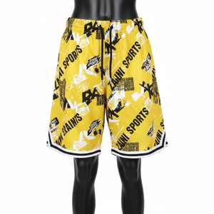 Shorts de basket-ball pour femmes de qualité supérieure, 180 GSM, polyester léger, maille jaune et noire, logo sublimé, shorts pour femmes - Product Image 6