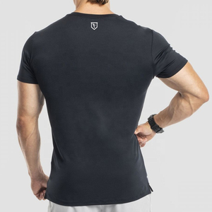 Camiseta de entrenamiento de gimnasia personalizada Muscle Fit para hombre, 100% poliéster, secado rápido, verano, manga corta, talla grande, Impresión de logotipo de sublimación en blanco - Product Image 3
