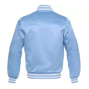 2025 OEM icónico rojo satén Letterman chaqueta de béisbol para hombres con adornos blancos precio al por mayor High Street chaqueta de moda de invierno - Product Image 4