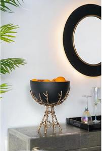 Bol décoratif antique noir avec support en or pièce d'accent classique faite à la main pour l'affichage de salon salle à manger ou la décoration de luxe - Product Image 2