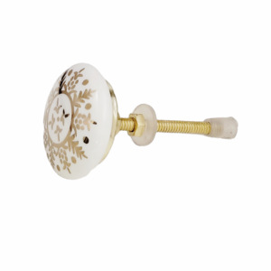 Moroccan Gold Work Flower Ceramic Knobs Hexagon Drawer Cabinet Handle Pulls for Kitchen <b>Wardrobe</b> Dresser Bedroom-Industrial - Product Image 3