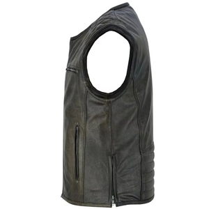 2025 OEM Stylish High Quality Casual Breathable <b>Men</b> Leather <b>Vest</b> Latest Design Comfortable Motorbike Made Pakistan Eco-Friendly - Product Image 2