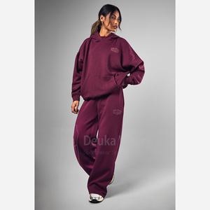 Sudaderas con capucha de gran tamaño con estampado personalizado para mujer 80% Algodón 20% poliéster ropa de calle informal hombros caídos sudadera de mujer - Product Image 2