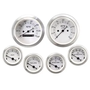 85mm 52mm Compteur de vitesse mécanique Façade blanche Aiguille noire Tachymètre Kit de température de l'eau 6 mètres - Product Image 1