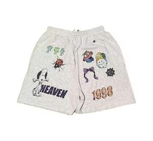 Pantalones cortos de algodón de peso pesado Vintage para hombre, patrón de verano, estampado informal, diseño sólido, tela polar, logotipos, bolsillos - Product Image 6