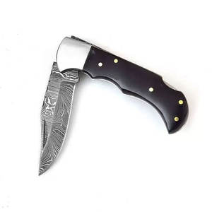 Cuchillo de bolsillo plegable de acero de Damasco OEM personalizado de grado Industrial de alta calidad para caza y camping con opciones personalizables - Product Image 3