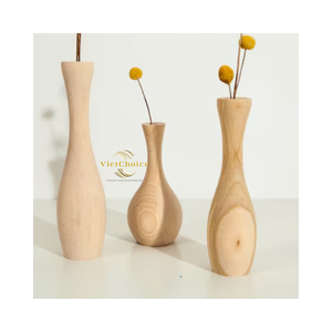 Vase en bois massif naturel, fait main, décoratif, pour table, étagère et présentation intérieure - Product Image 5