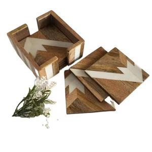 Ensemble de sous-verres époxy Mina imprimés incrustés d'os faits à la main de conception antique nouvelle maison tampons de café/tapis décoratifs - Product Image 5