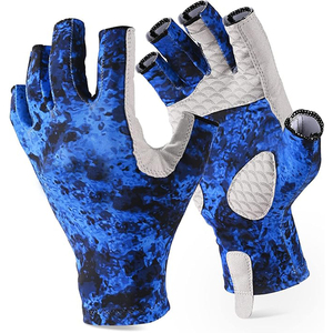 OEM <b>Full</b> Finger Fishing Gloves Anti <b>Slip</b> UV Protection Lightweight Performance Fishing Gloves Half Finger Sublimation Print Mint - Product Image 5