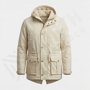 Veste parka d'hiver chaude à capuche pour homme, tissu en toile, col montant, manteau isolé thermique, vêtements d'extérieur résistants, protection contre la neige - Product Image 1