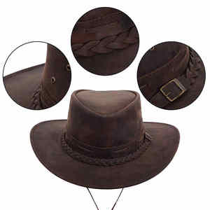 Venta al por mayor de diseño personalizado de ala grande de gamuza al aire libre sombrilla sombrero Venta caliente para hombres de montar sombrero de cuero de imitación para viajar - Product Image 6