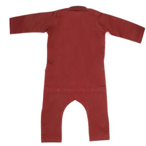 Shalwar Kameez brodé pour garçons - Bordeaux - Product Image 4