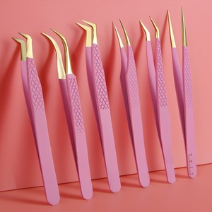 MORGANS INDUSTRIES – Ensemble de pinces à cils en acier inoxydable fin à pointe lisse, construction durable, 10 mm/longueur personnalisée, rose - Product Image 1