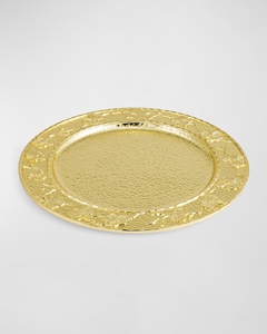 Bandeja de almacenamiento de bandeja redonda chapada en oro de aluminio martillado moderno y bandeja para servir, un centro de mesa de decoración para el hogar de WB INC INDIA - Product Image 2
