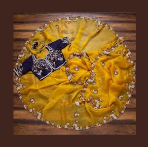 Indian Bollywood Soft <b>Tissu</b> Organza Silk Heavy Embroidery Sari Latest Exclusive Saree Ethnic Bridal Adults <b>Wedding</b> Stunning Look - Product Image 3