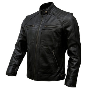 Wholesale Custom Color Sheep Skin Leather Jacket with Stand Collar Waterproof & All Sizes Available for Men - Product Image 2