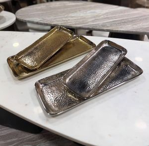 Vente en gros de 100% écrous métalliques en aluminium de qualité alimentaire plateau de service rectangulaire en finition argentée pour plateaux décoratifs Diwali - Product Image 3