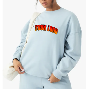 Haute qualité Offre Spéciale surdimensionné blanc pull femmes sweat solide bleu ciel épais polaire à manches longues grande taille sweat - Product Image 1