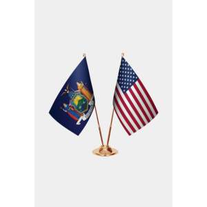 New York & U.S. Custom Desk <b>Flag</b> Set Digital Printed Satin Plastic Polyester Silk Pennant with Aluminum <b>Pole</b> <b>for</b> Education - Product Image 2
