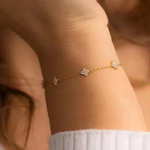 Round Cut Diamond Flower Shape Loop Moissanite lab grown diamond Bangle for Anniversary Gift And girls - Product Image 2