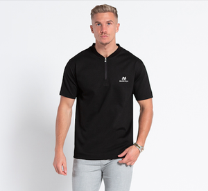 Camiseta de hombre 100% algodón logotipo personalizado diseño media cremallera calidad de lujo costilla cuello redondo - Product Image 5